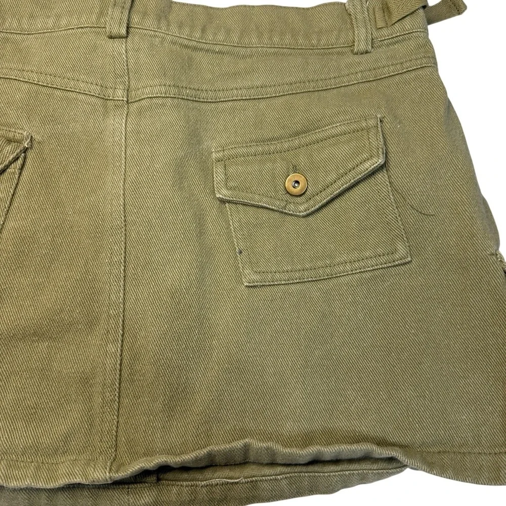 Princess Polly Olive Green Cargo Mini Skirt Womens US 8 Side Buckles Utility Y2K